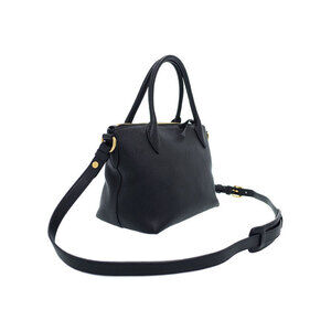 Prada handbag leather Daino Vitello 2way convertible black zip
